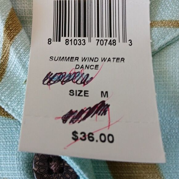 Caribbean Joe Womens Hawaiian Cropped Shirt- Tie Knot Crystal Blue-Floral MEDIUM - Picture 10 of 16